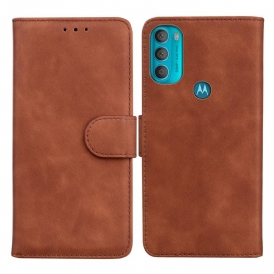 Custodia in pelle Moto G71 5G Effetto Pelle Monocromatica