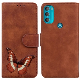 Custodia in pelle Moto G71 5G Farfalla Dal Tocco Di Pelle