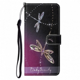 Custodia in pelle Moto G71 5G Libellule Strappy