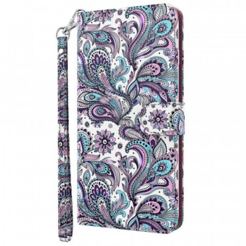 Custodia in pelle Moto G71 5G Paisley