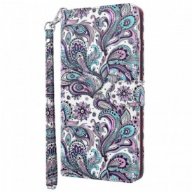 Custodia in pelle Moto G71 5G Paisley