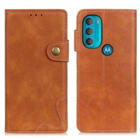 Custodia in pelle Moto G71 5G Pulsante Di Cucito Artistico