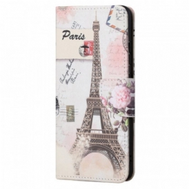Custodia in pelle Moto G71 5G Retrò Torre Eiffel