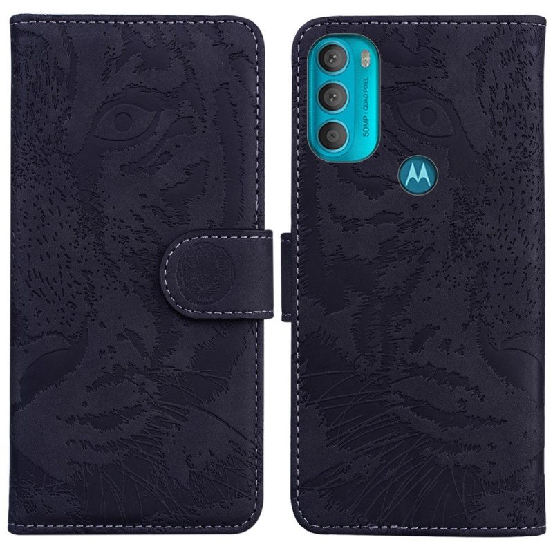Custodia in pelle Moto G71 5G Stampa Faccia Di Tigre