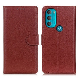 Custodia in pelle Moto G71 5G Tradizionalmente Litchi