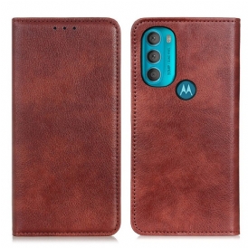 Folio Cover Moto G71 5G Custodia in pelle Crosta Di Pelle Testurizzata