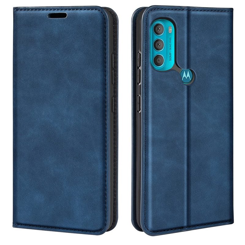 Folio Cover Moto G71 5G Custodia in pelle Effetto Pelle Morbida Seta