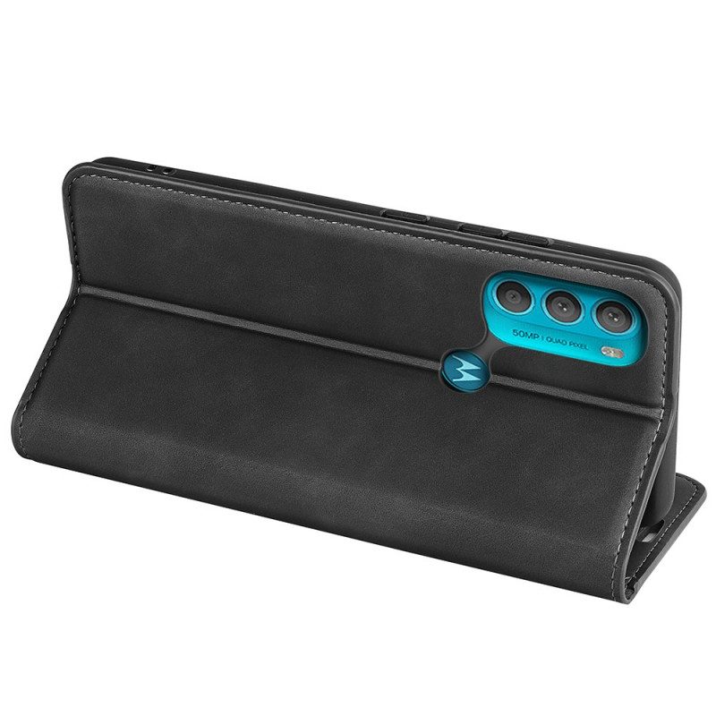 Folio Cover Moto G71 5G Custodia in pelle Effetto Pelle Morbida Seta