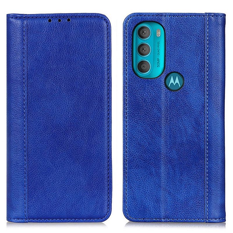 Folio Cover Moto G71 5G Custodia in pelle Eleganza Split Litchi Leather