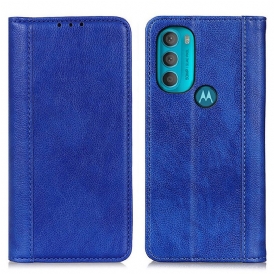 Folio Cover Moto G71 5G Custodia in pelle Eleganza Split Litchi Leather