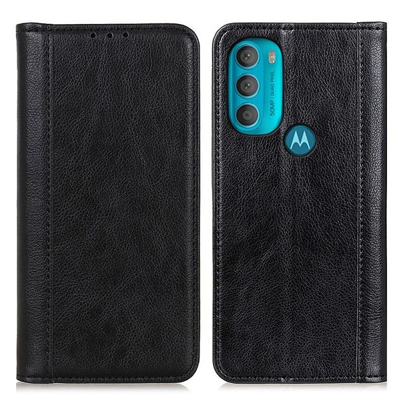 Folio Cover Moto G71 5G Custodia in pelle Eleganza Split Litchi Leather