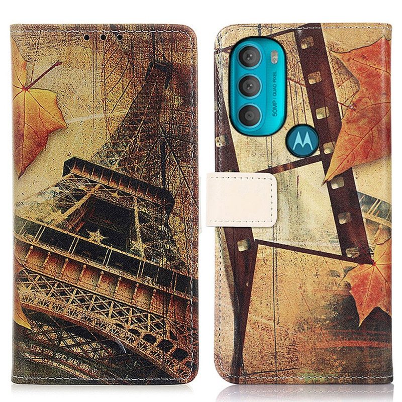 Folio Cover Moto G71 5G Torre Eiffel In Autunno