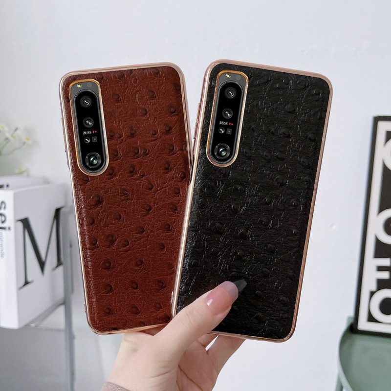 Cover Sony Xperia 5 IV Vera Pelle Stile Struzzo