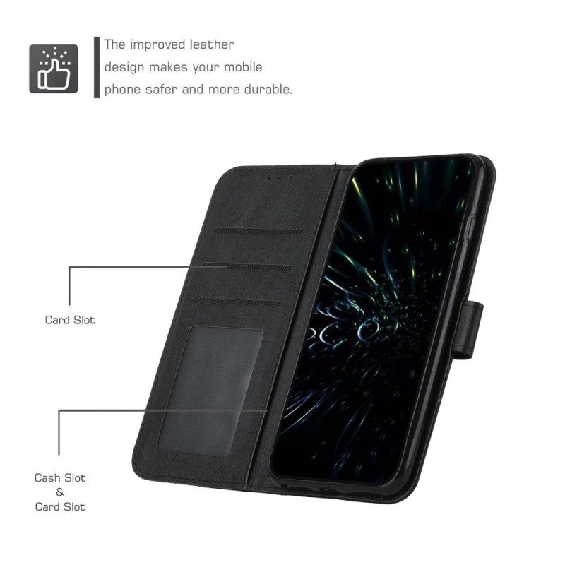 Custodia A Portafoglio Sony Xperia 5 IV Stile Geometrico In Pelle Con Cinturino