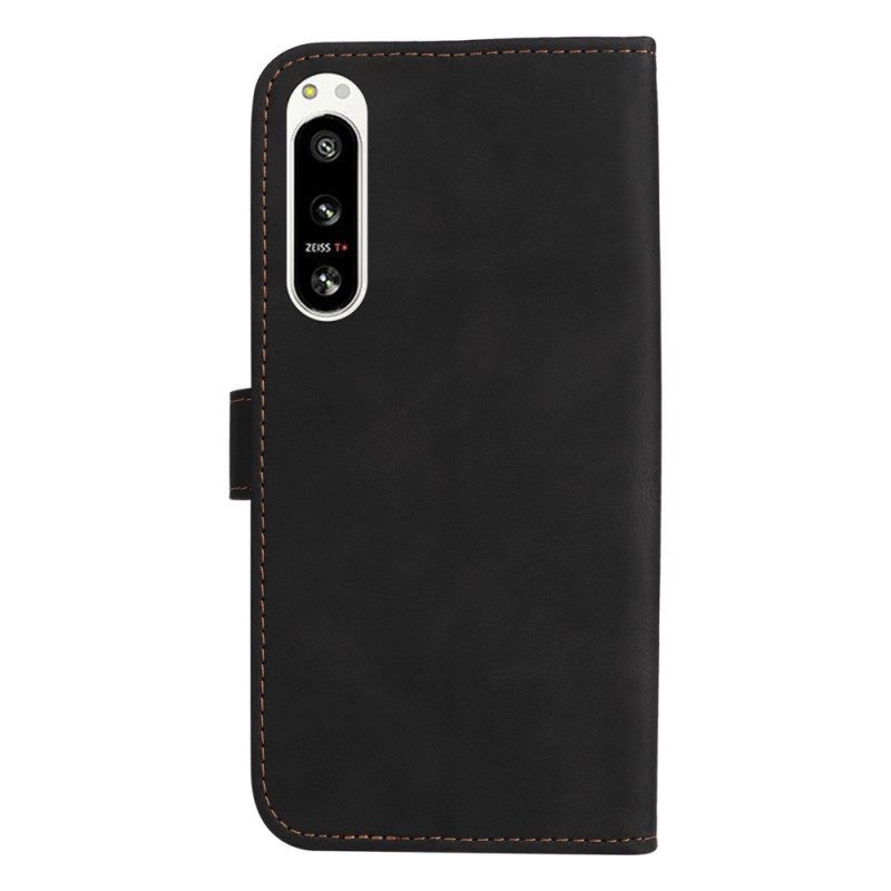 Custodia in pelle Sony Xperia 5 IV Bicolore Con Cinturino