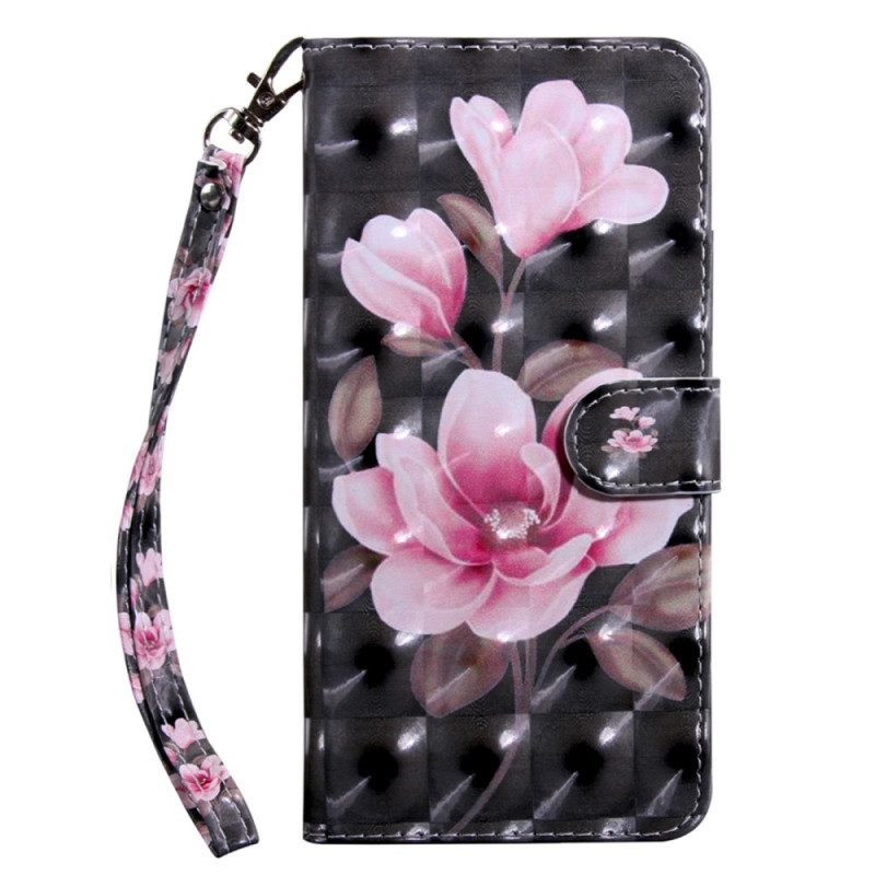 Custodia in pelle Sony Xperia 5 IV Cinturino Fiori