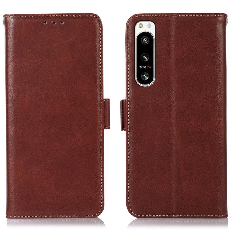 Custodia in pelle Sony Xperia 5 IV Funzione Rfid In Vera Pelle