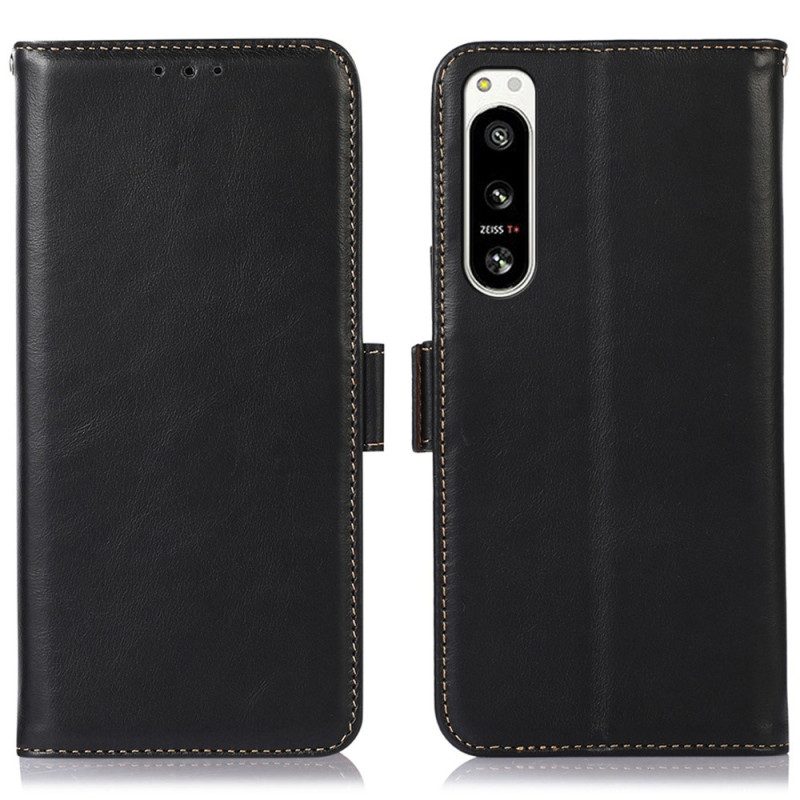 Custodia in pelle Sony Xperia 5 IV Funzione Rfid In Vera Pelle