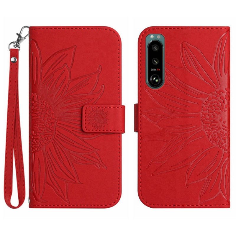 Custodia in pelle Sony Xperia 5 IV Girasole Strappy
