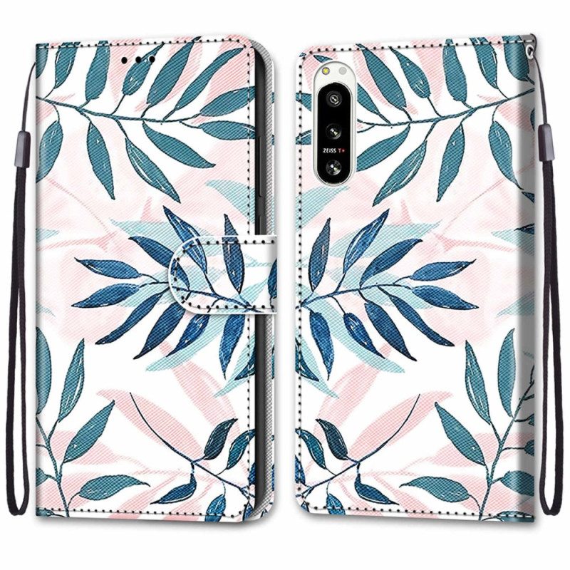 Custodia in pelle Sony Xperia 5 IV Grafica Con Cordino