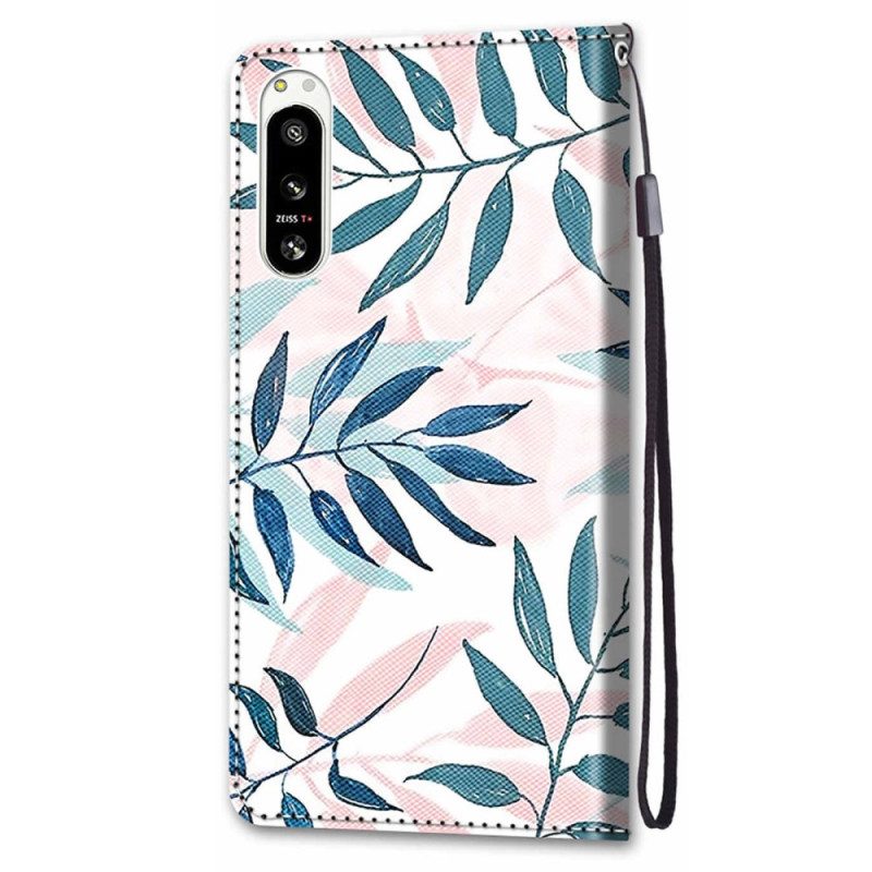 Custodia in pelle Sony Xperia 5 IV Grafica Con Cordino
