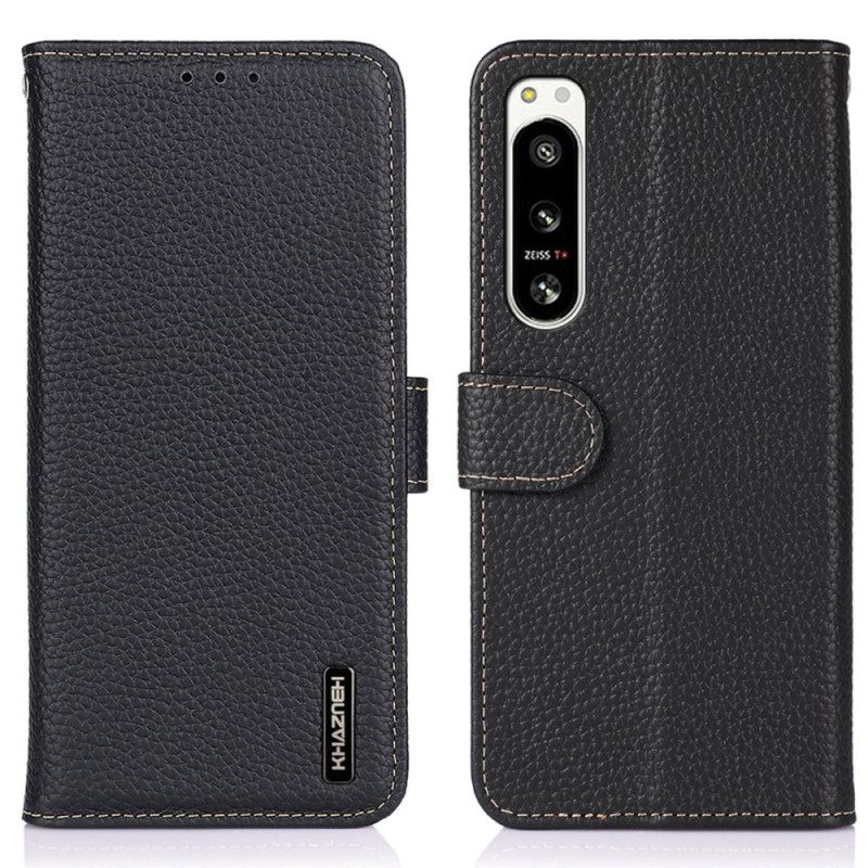 Custodia in pelle Sony Xperia 5 IV Khazneh Pelle Di Litchi