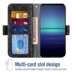 Custodia in pelle Sony Xperia 5 IV Portacarte Girevole Vintage
