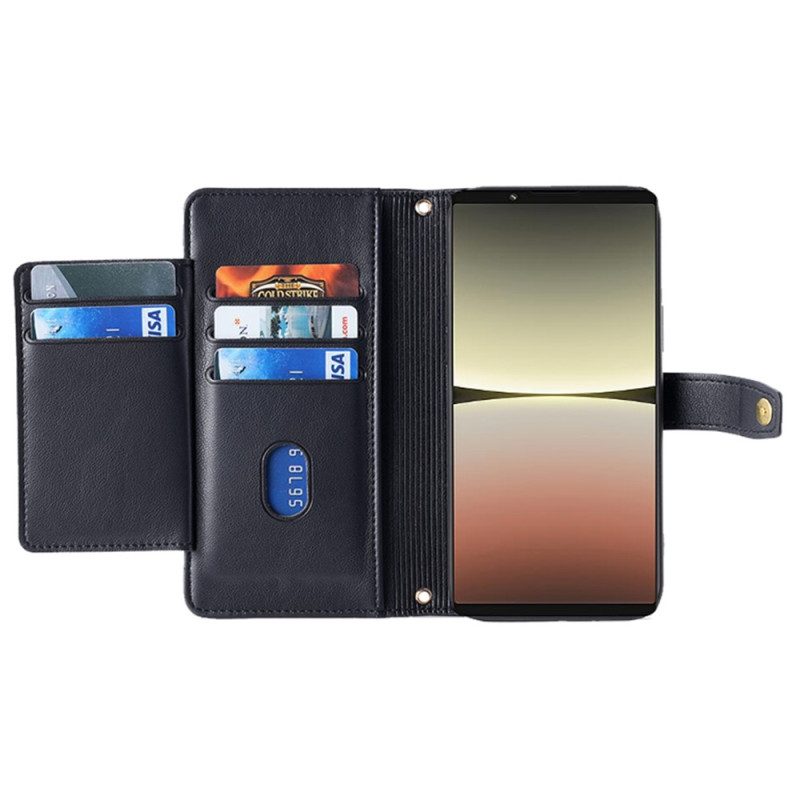 Custodia in pelle Sony Xperia 5 IV Portamonete Con Cordino