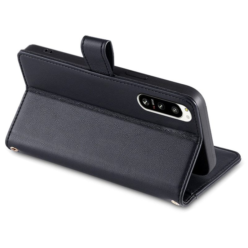 Custodia in pelle Sony Xperia 5 IV Portamonete Con Cordino