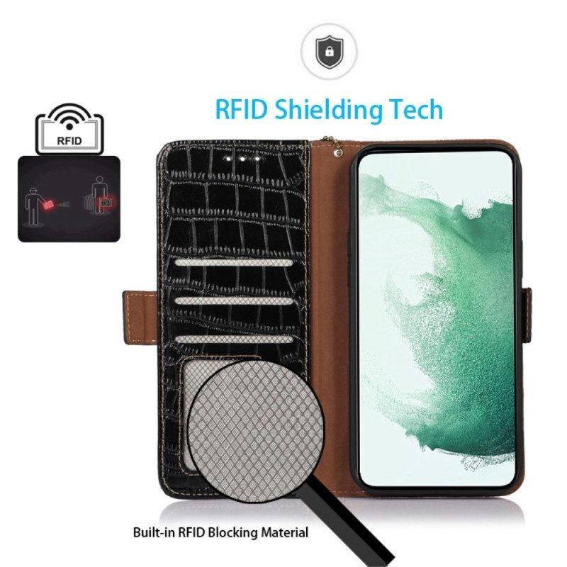 Custodia in pelle Sony Xperia 5 IV Rfid Stile Coccodrillo
