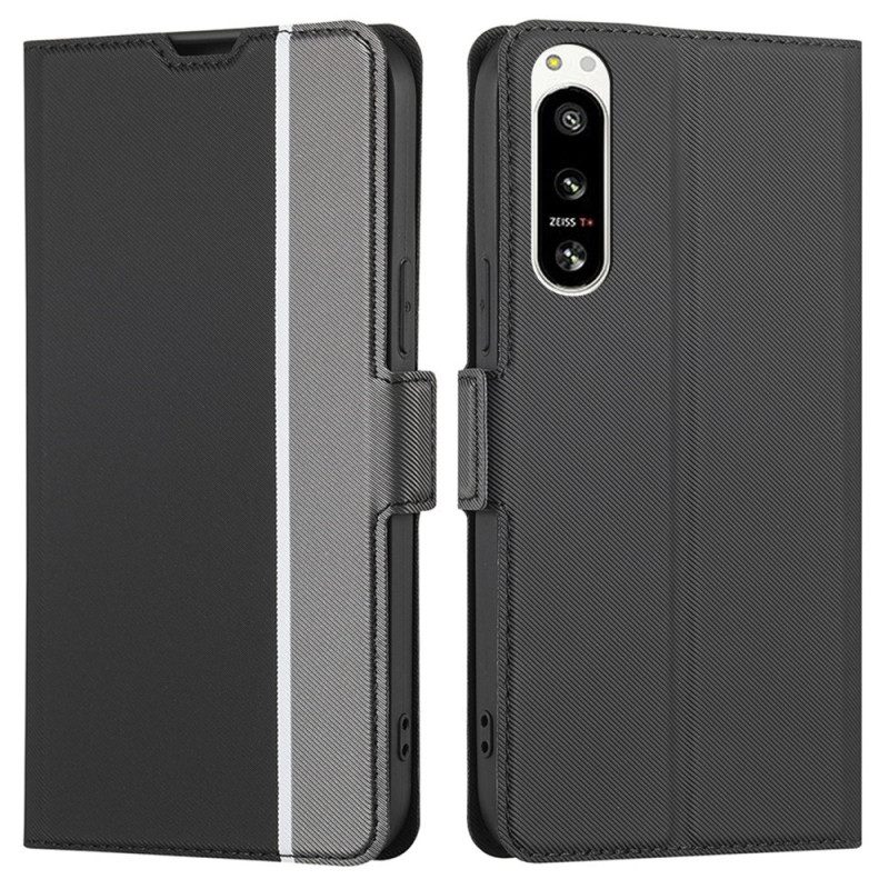Folio Cover Sony Xperia 5 IV Custodia in pelle Bicolore Ultra Fine