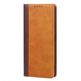 Folio Cover Sony Xperia 5 IV Custodia in pelle Effetto Pelle Bicolore