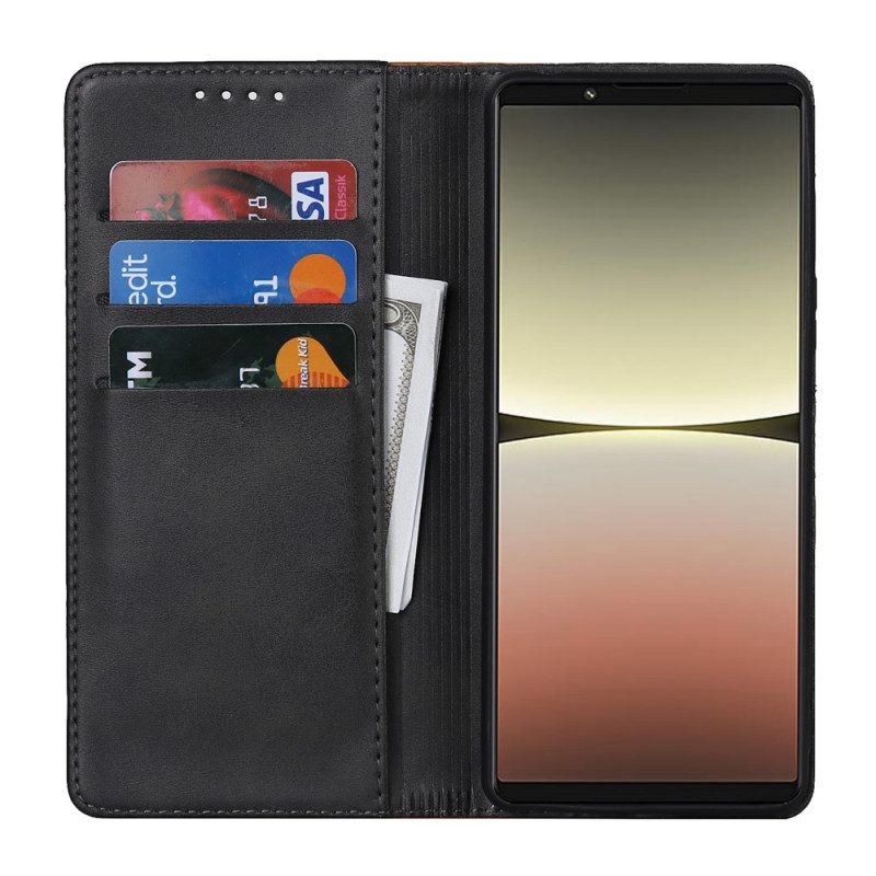 Folio Cover Sony Xperia 5 IV Custodia in pelle Effetto Pelle Bicolore