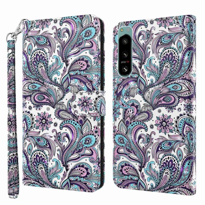 Folio Cover Sony Xperia 5 IV Motivo Paisley Con Spalline