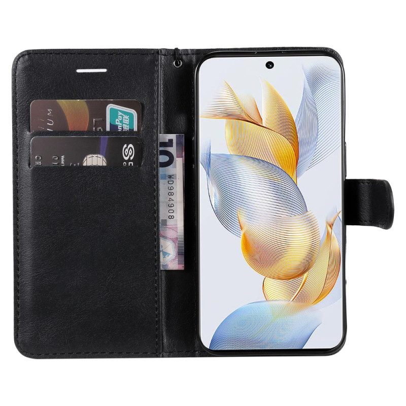 Custodia in pelle Honor 90 Finta Pelle Liscia Con Cinturino