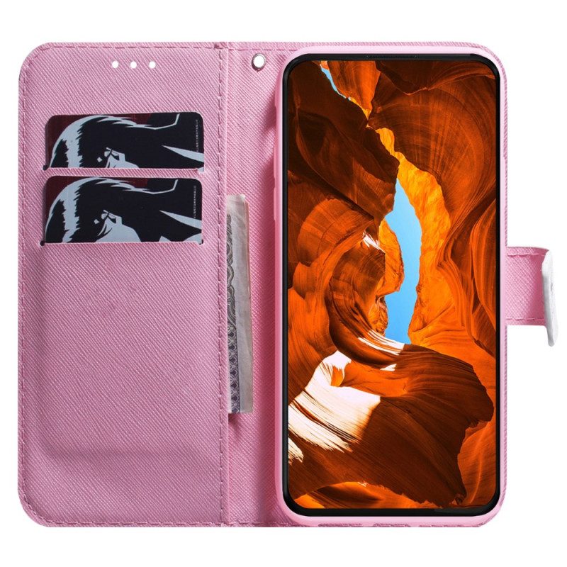 Custodia in pelle Honor 90 Fiore Vintage