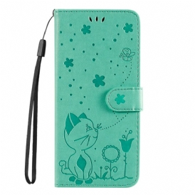 Custodia in pelle Honor 90 Gatto E Ape Con Cinturino