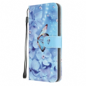 Custodia A Portafoglio Huawei P Smart S Farfalle Di Diamanti Strappy