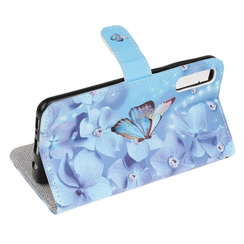 Custodia A Portafoglio Huawei P Smart S Farfalle Di Diamanti Strappy