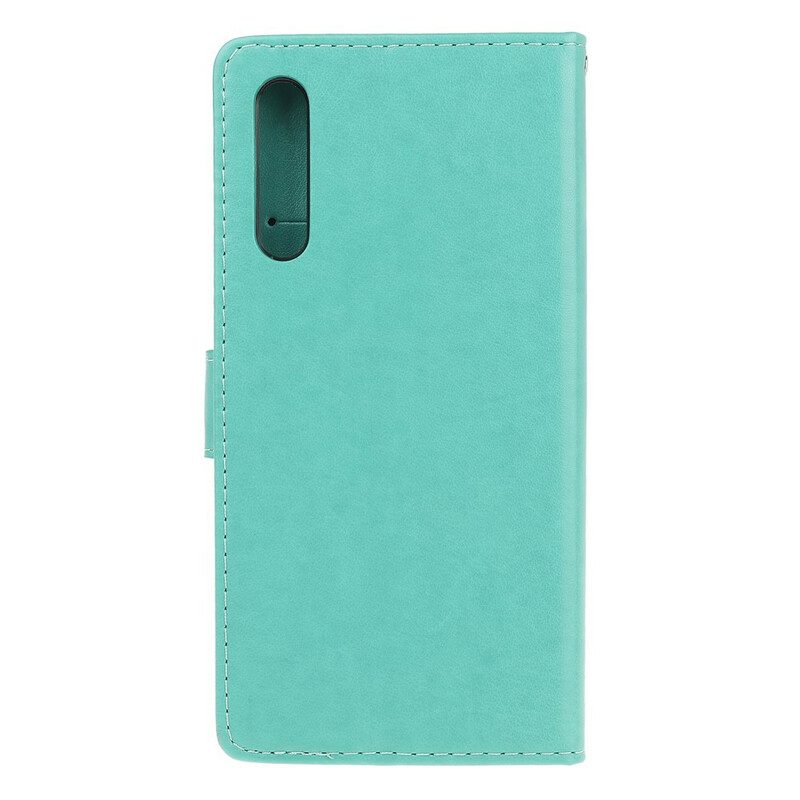 Custodia in pelle Huawei P Smart S Cinturino Farfalle E Fiori