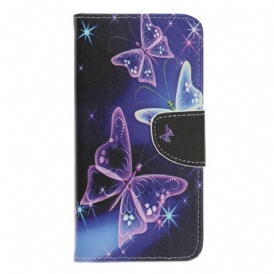Custodia in pelle Huawei P Smart S Farfalle Al Neon