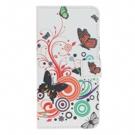 Custodia in pelle Huawei P Smart S Farfalle E Fiori