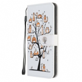 Custodia in pelle Huawei P Smart S Gatti Funky Con Cinturino