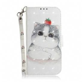 Custodia in pelle Huawei P Smart S Pomodoro Sul Gatto Con Una Cinghia