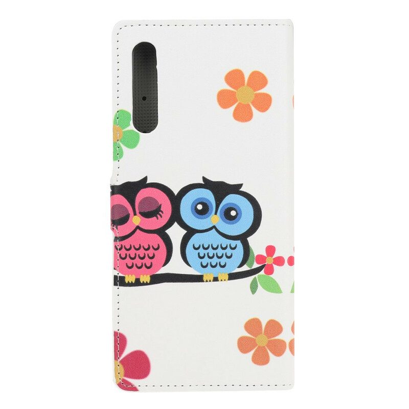 Folio Cover Huawei P Smart S Coppia Di Gufi