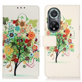 Custodia in pelle Huawei Nova 9 Pro Albero In Fiore