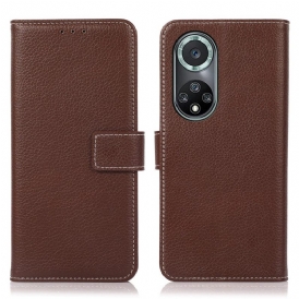 Custodia in pelle Huawei Nova 9 Pro Cuciture A Vista Lychee