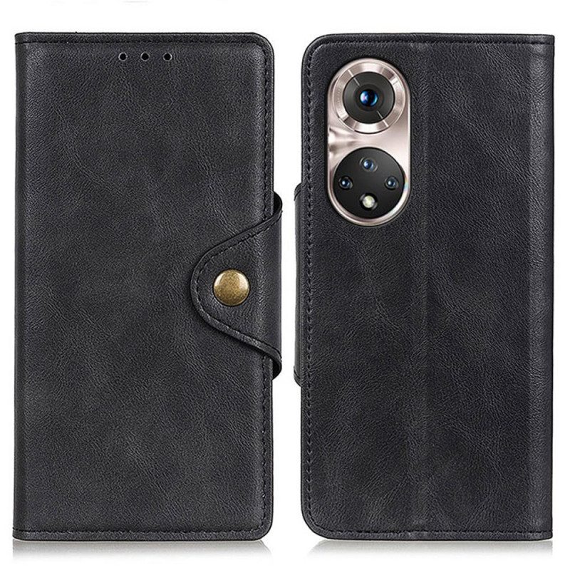 Custodia in pelle Huawei Nova 9 Pro Ecopelle Vintage E Bottone