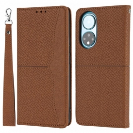 Custodia in pelle Huawei Nova 9 Pro Stile In Pelle Intrecciata Con Cinturino
