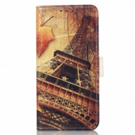 Custodia in pelle Huawei Nova 9 Pro Torre Eiffel In Autunno